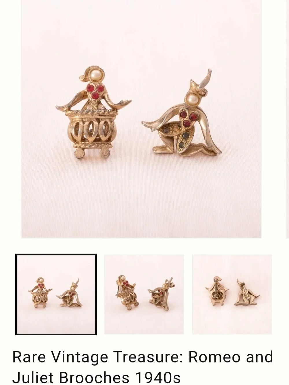 Rare VNTG: Juliet Brooch 1940s (See Pics Missing Red Jewels)